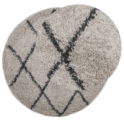 vidaXL Shaggy-Teppich PAMPLONA Hochflor Modern Beige Anthrazit Ø 100cm