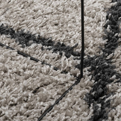 vidaXL Shaggy-Teppich PAMPLONA Hochflor Modern Beige Anthrazit Ø 100cm