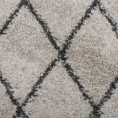 vidaXL Shaggy-Teppich PAMPLONA Hochflor Modern Beige Anthrazit Ø 100cm