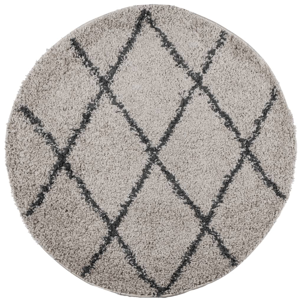 vidaXL Shaggy-Teppich PAMPLONA Hochflor Modern Beige Anthrazit Ø 280cm