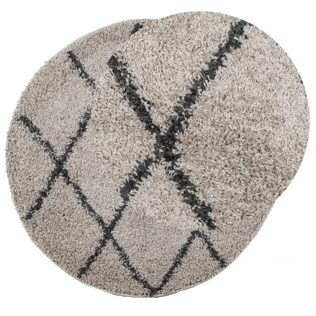 vidaXL Shaggy-Teppich PAMPLONA Hochflor Modern Beige Anthrazit Ø 280cm
