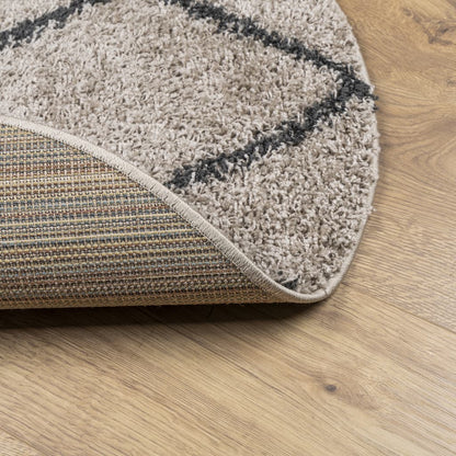 vidaXL Shaggy-Teppich PAMPLONA Hochflor Modern Beige Anthrazit Ø 280cm