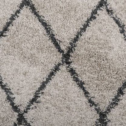 vidaXL Shaggy-Teppich PAMPLONA Hochflor Modern Beige Anthrazit Ø 280cm