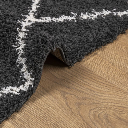 vidaXL Shaggy-Teppich PAMPLONA Hochflor Modern Schwarz Creme 80x150 cm
