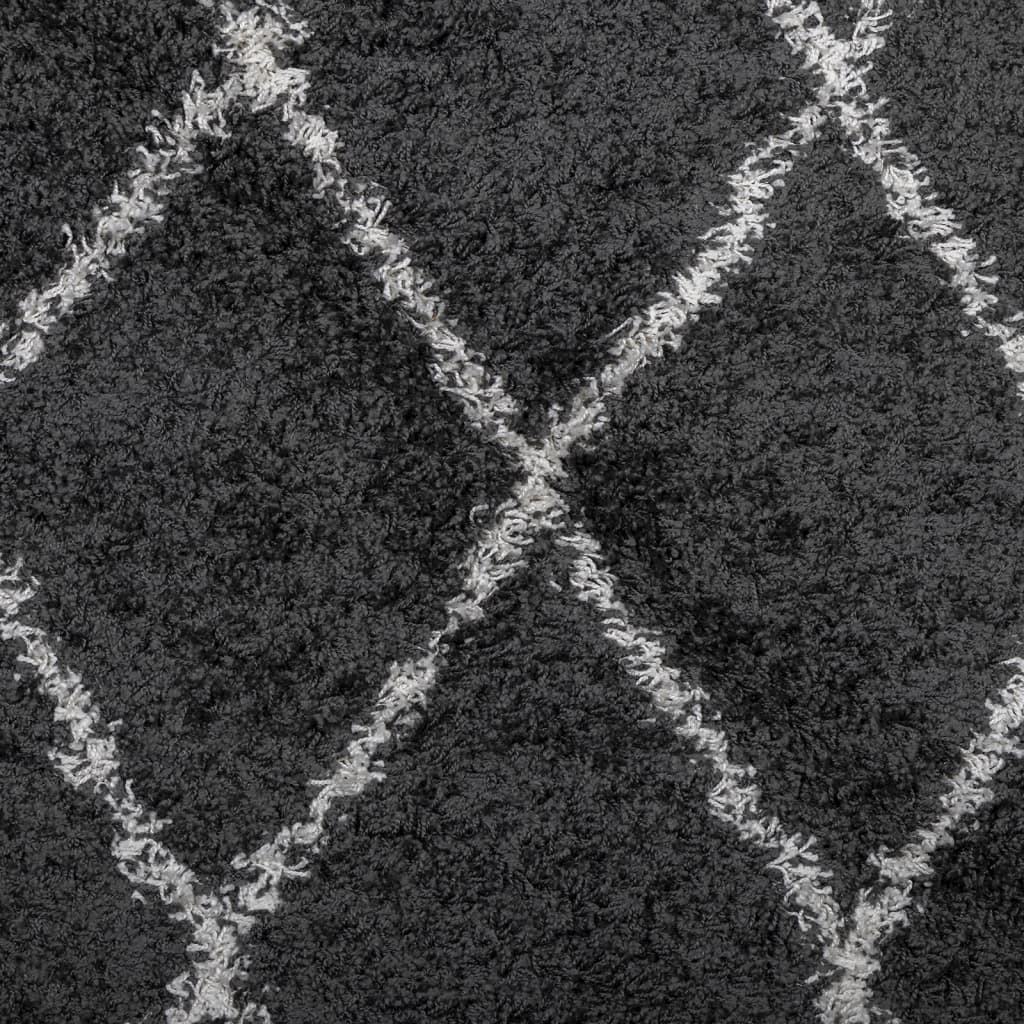 vidaXL Shaggy-Teppich PAMPLONA Hochflor Modern Schwarz Creme 80x150 cm