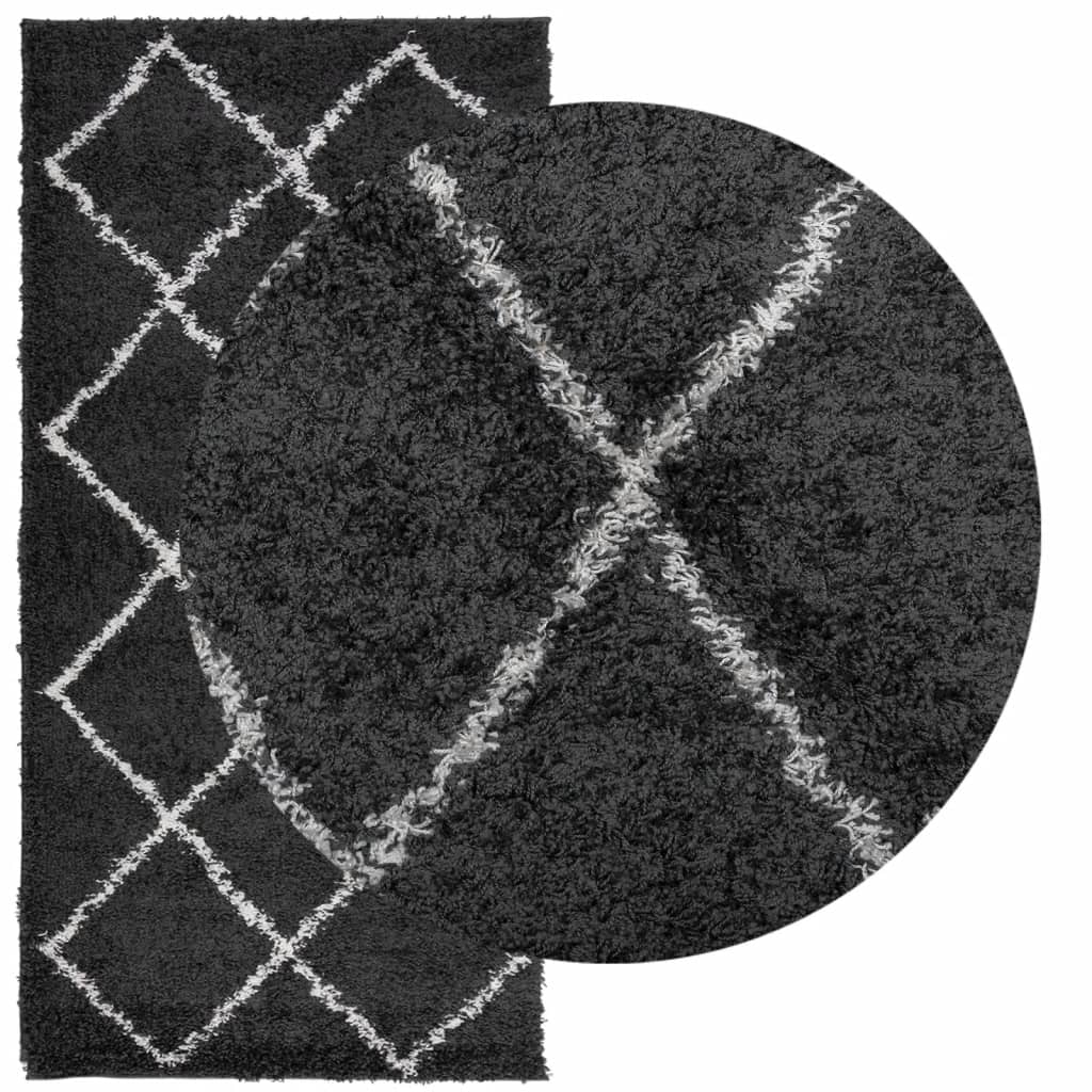 vidaXL Shaggy-Teppich PAMPLONA Hochflor Modern Schwarz Creme 100x200cm