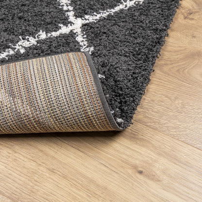 vidaXL Shaggy-Teppich PAMPLONA Hochflor Modern Schwarz Creme 100x200cm