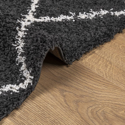 vidaXL Shaggy-Teppich PAMPLONA Hochflor Modern Schwarz Creme 100x200cm