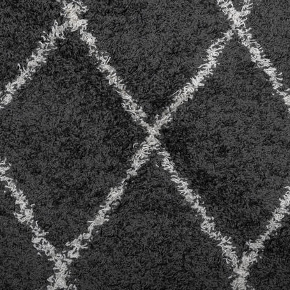 vidaXL Shaggy-Teppich PAMPLONA Hochflor Modern Schwarz Creme 100x200cm