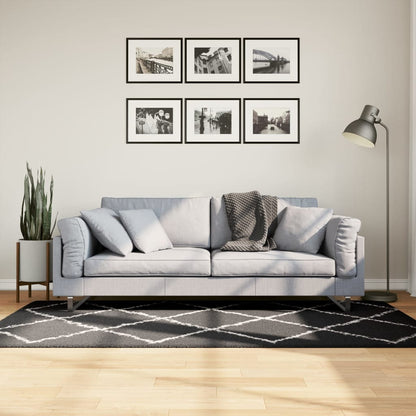 vidaXL Shaggy-Teppich PAMPLONA Hochflor Modern Schwarz Creme 100x200cm