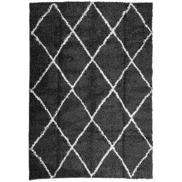 vidaXL Teppich Shaggy Hochflor Modern Schwarz und Creme 120x170 cm