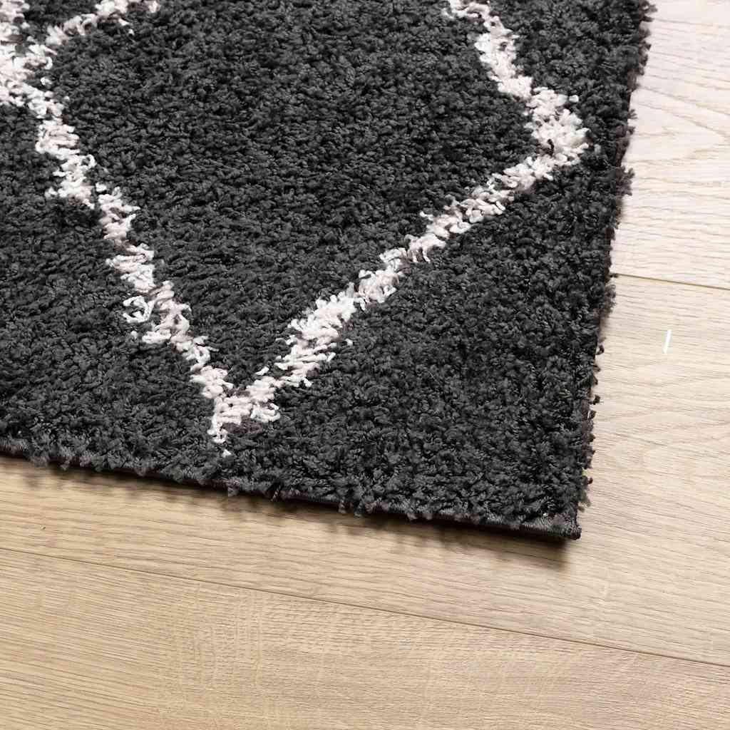 vidaXL Shaggy-Teppich PAMPLONA Hochflor Modern Schwarz Creme 140x200cm