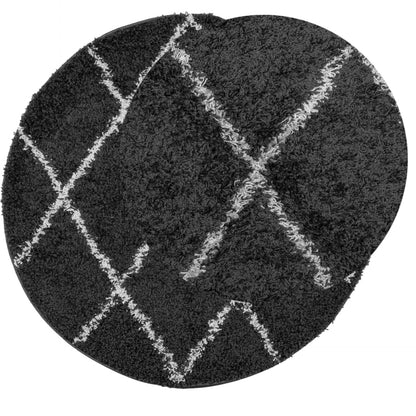 vidaXL Shaggy-Teppich PAMPLONA Hochflor Modern Schwarz Creme Ø 200 cm