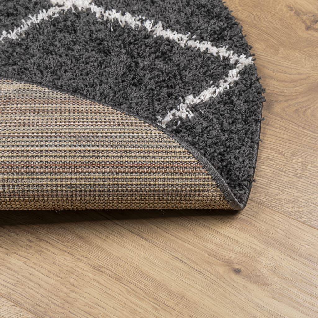 vidaXL Shaggy-Teppich PAMPLONA Hochflor Modern Schwarz Creme Ø 200 cm