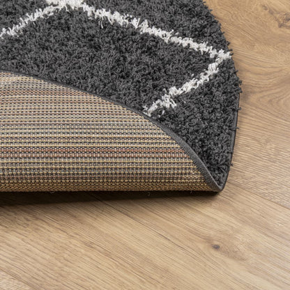vidaXL Shaggy-Teppich PAMPLONA Hochflor Modern Schwarz Creme Ø 200 cm