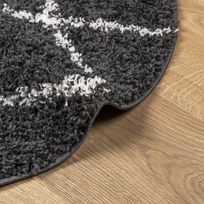 vidaXL Shaggy-Teppich PAMPLONA Hochflor Modern Schwarz Creme Ø 200 cm