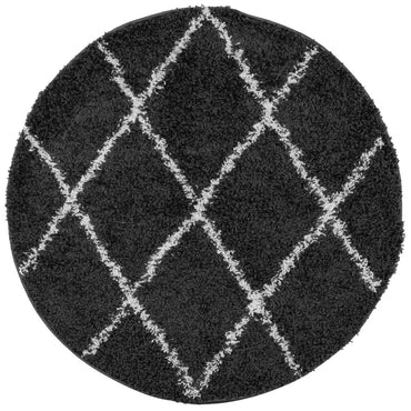 vidaXL Shaggy-Teppich PAMPLONA Hochflor Modern Schwarz Creme Ø 240 cm