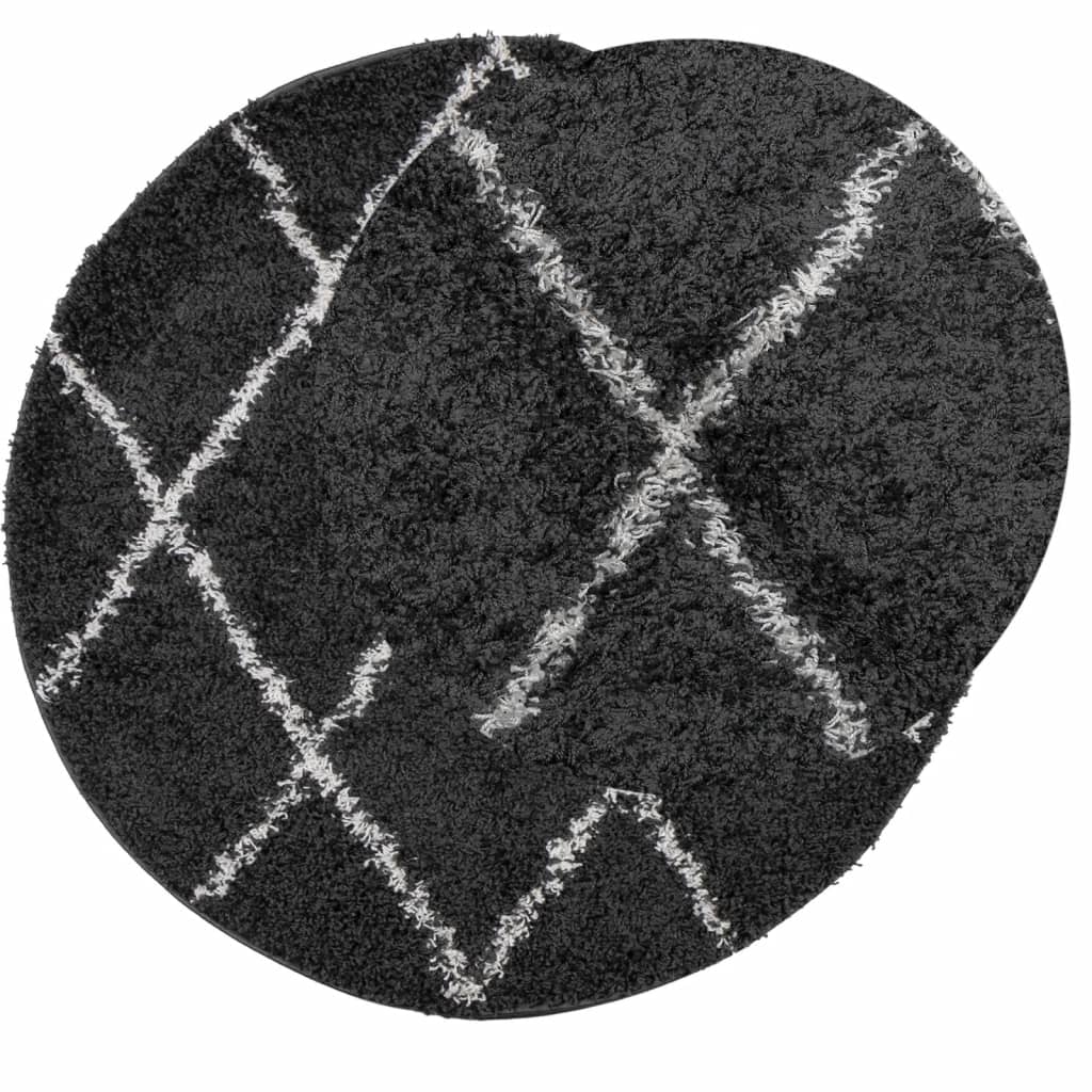 vidaXL Shaggy-Teppich PAMPLONA Hochflor Modern Schwarz Creme Ø 240 cm