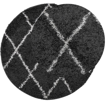 vidaXL Shaggy-Teppich PAMPLONA Hochflor Modern Schwarz Creme Ø 280 cm