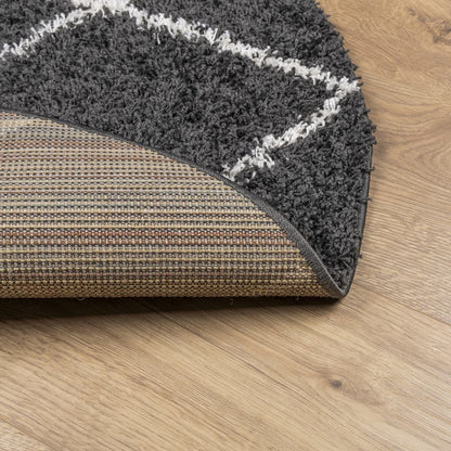 vidaXL Shaggy-Teppich PAMPLONA Hochflor Modern Schwarz Creme Ø 280 cm