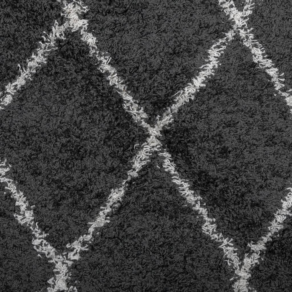 vidaXL Shaggy-Teppich PAMPLONA Hochflor Modern Schwarz Creme Ø 280 cm
