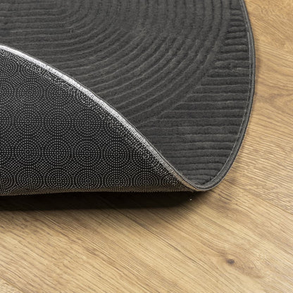 vidaXL Teppich IZA Kurzflor Skandi-Stil Anthrazit Ø 100 cm
