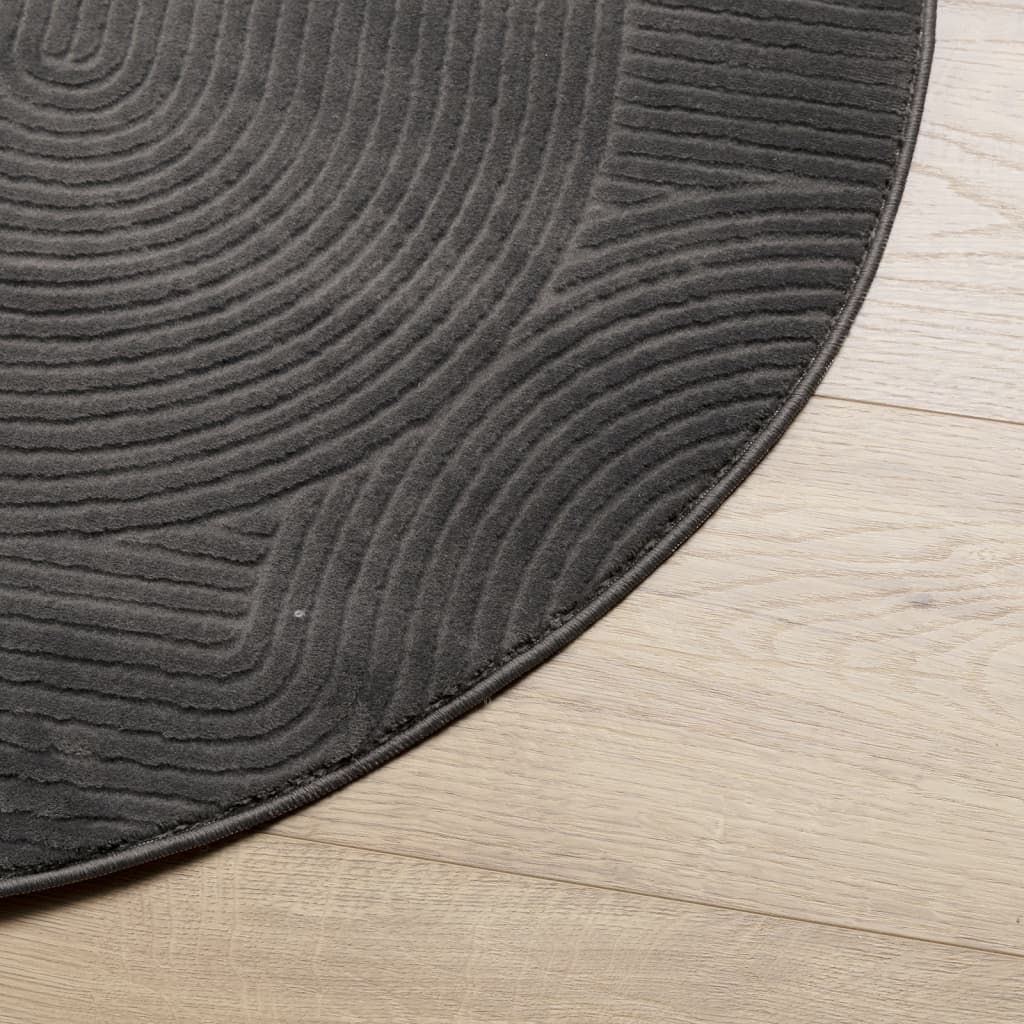 vidaXL Teppich IZA Kurzflor Skandi-Stil Anthrazit Ø 120 cm
