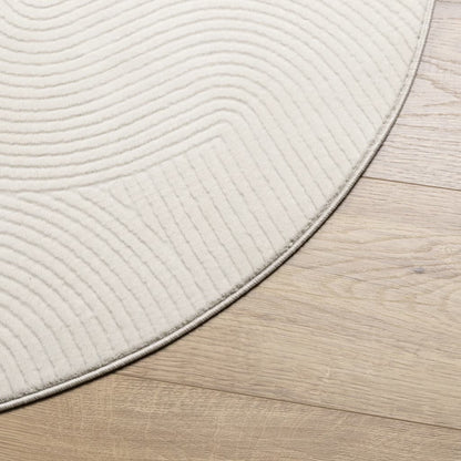 vidaXL Teppich IZA Kurzflor Skandinavischer Look Creme Ø 120 cm