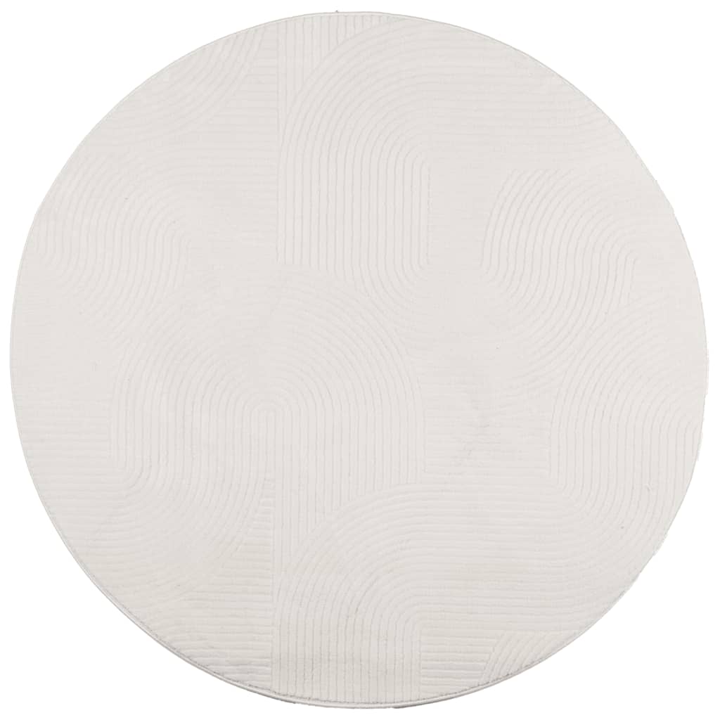 vidaXL Teppich IZA Kurzflor Skandinavischer Look Creme Ø 160 cm