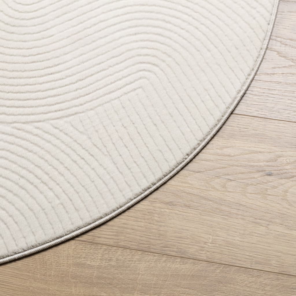 vidaXL Teppich IZA Kurzflor Skandinavischer Look Creme Ø 160 cm