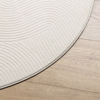 vidaXL Teppich IZA Kurzflor Skandinavischer Look Creme Ø 160 cm