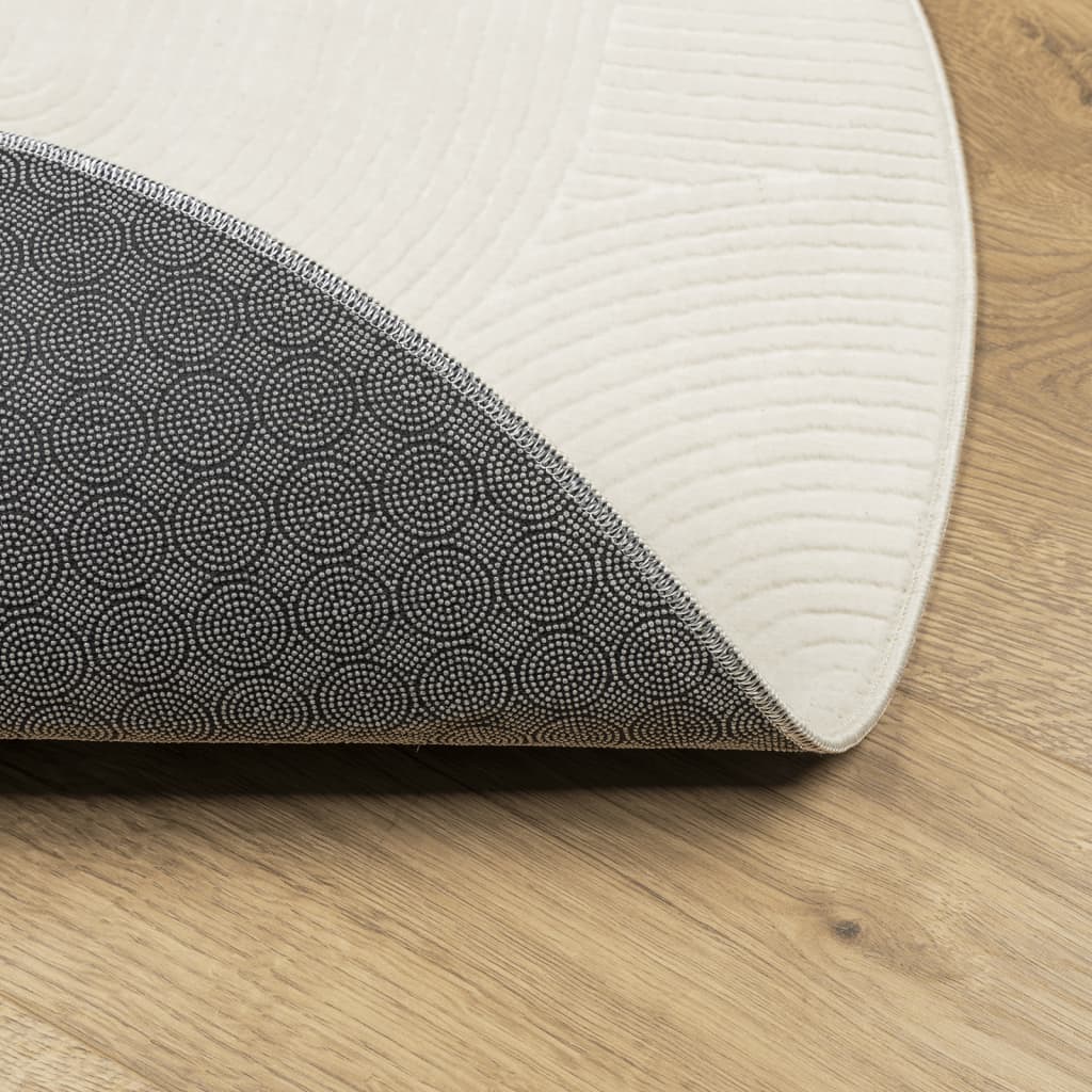 vidaXL Teppich IZA Kurzflor Skandinavischer Look Creme Ø 160 cm