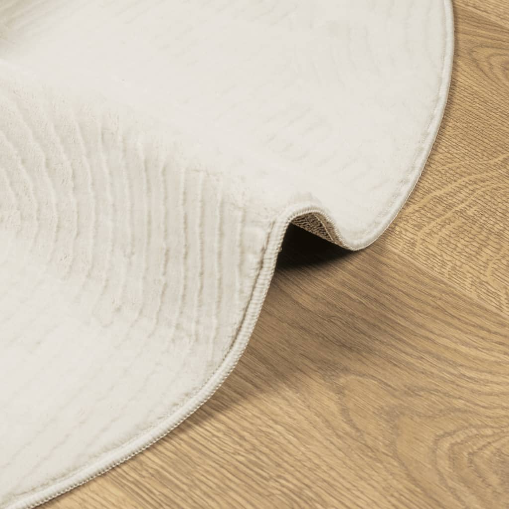 vidaXL Teppich IZA Kurzflor Skandinavischer Look Creme Ø 160 cm