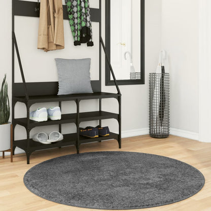vidaXL Tapis OVIEDO Poils courts Anthracite Ø 120 cm