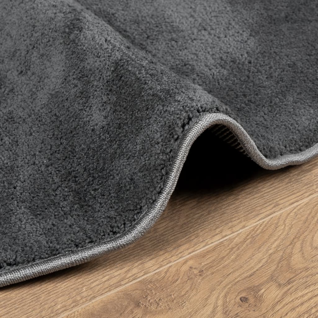 vidaXL Tapis OVIEDO poils ras anthracite Ø 160 cm
