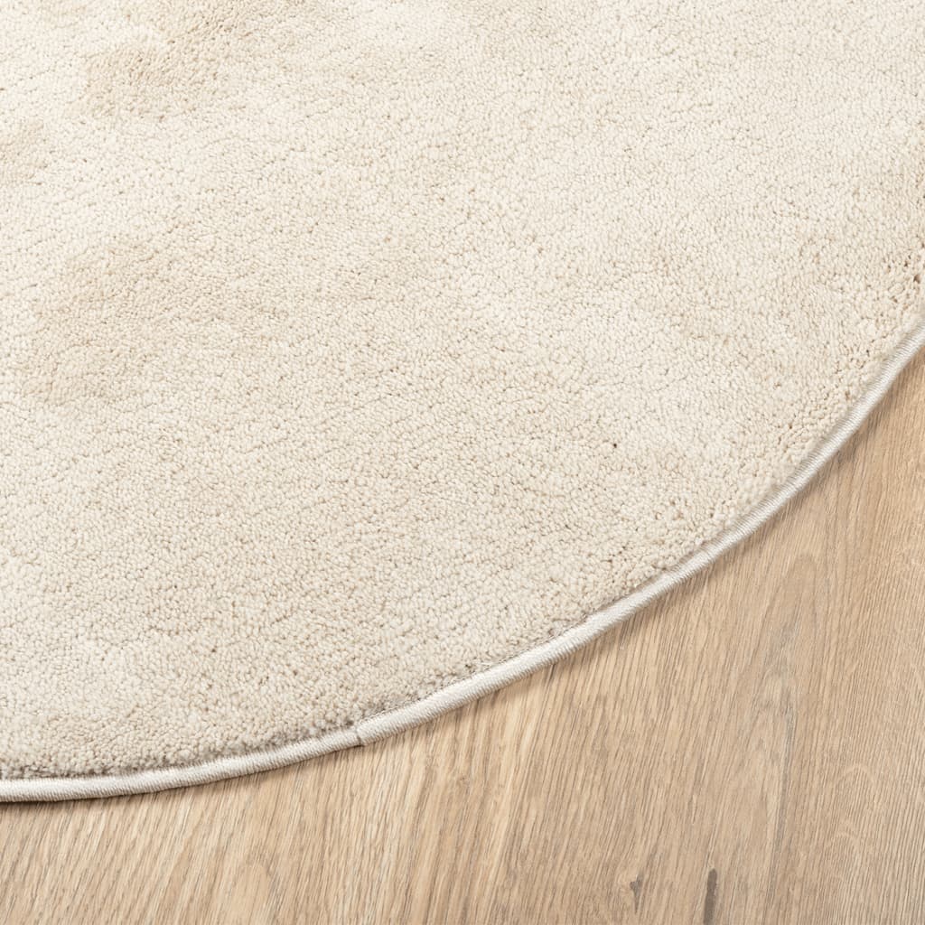 vidaXL Teppich OVIEDO Kurzflor Beige Ø 160 cm