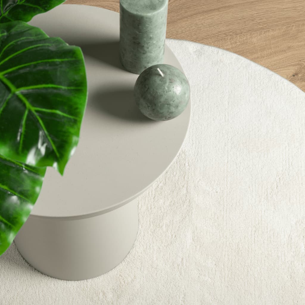 vidaXL Teppich OVIEDO Kurzflor Creme Ø 200 cm