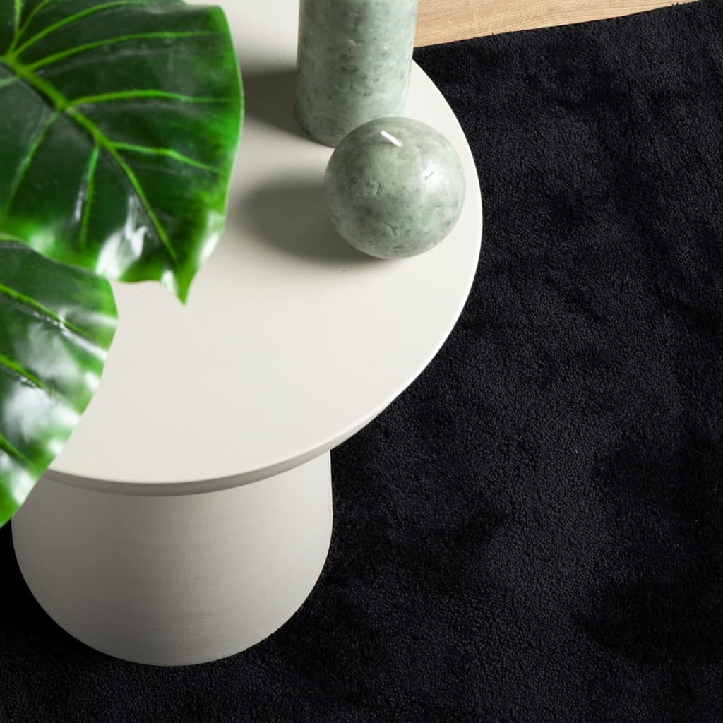 vidaXL Teppich OVIEDO Kurzflor Schwarz 120x120 cm