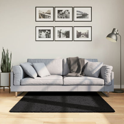 vidaXL Teppich OVIEDO Kurzflor Schwarz 120x120 cm