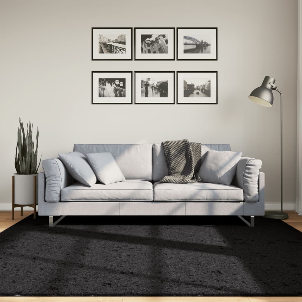 vidaXL Tapis OVIEDO Poil Court Noir 200x200 cm
