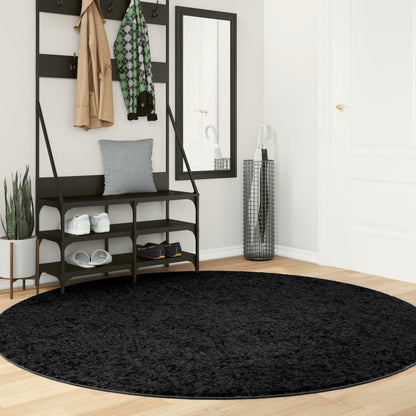 vidaXL Tapis OVIEDO Poil court Noir Ø 200 cm