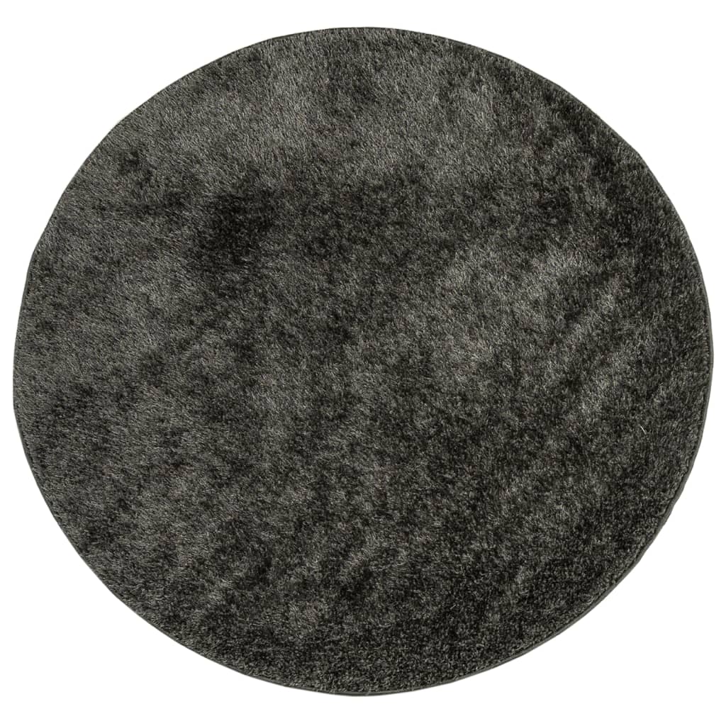 vidaXL Teppich ISTAN Hochflor Glänzend Anthrazit Ø 100 cm