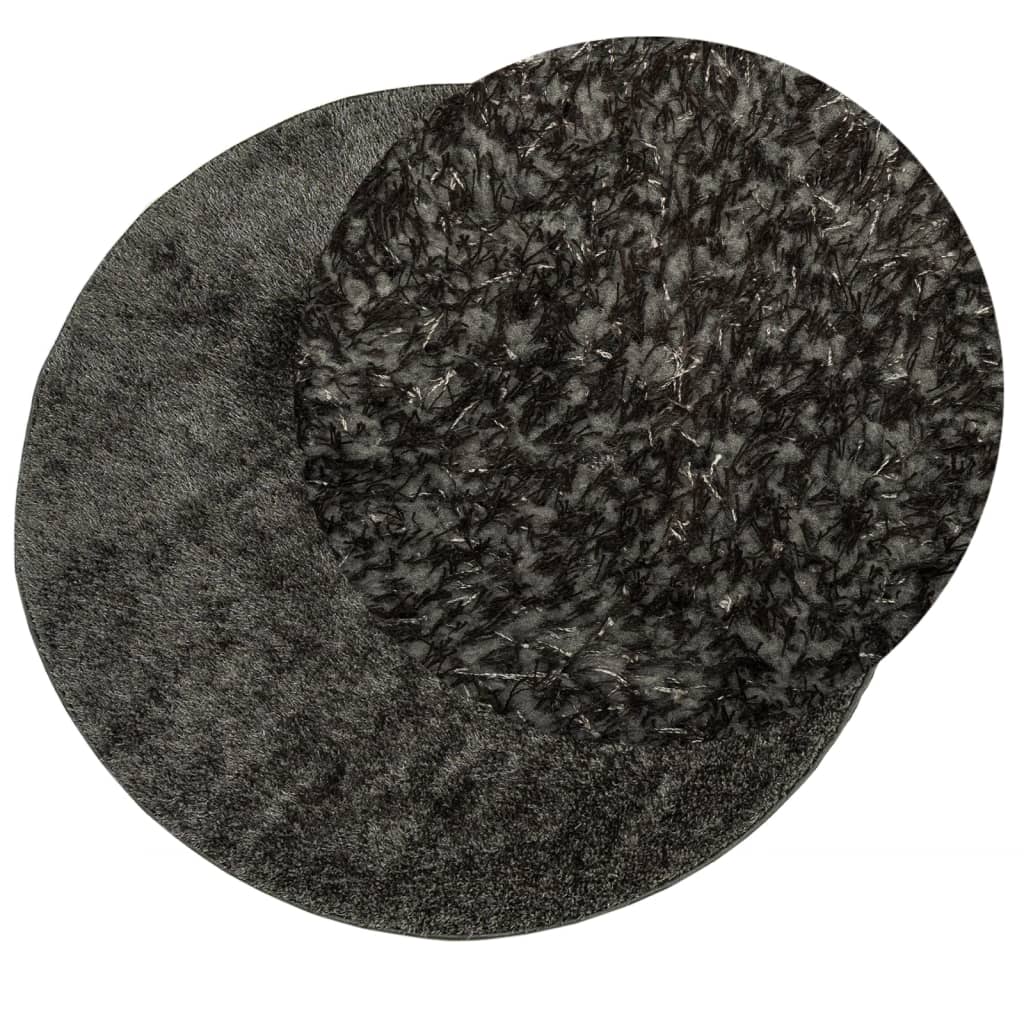vidaXL Teppich ISTAN Hochflor Glänzend Anthrazit Ø 100 cm