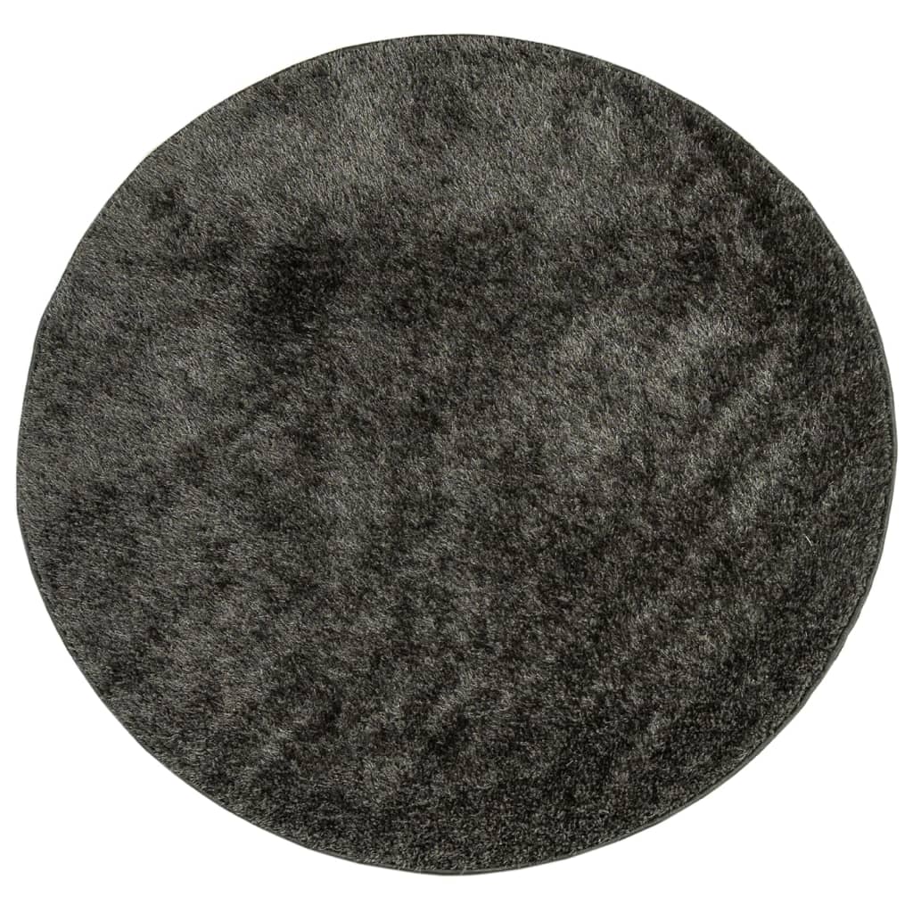 vidaXL Tapis à poils longs ISTAN Brillant Anthracite Ø 120 cm