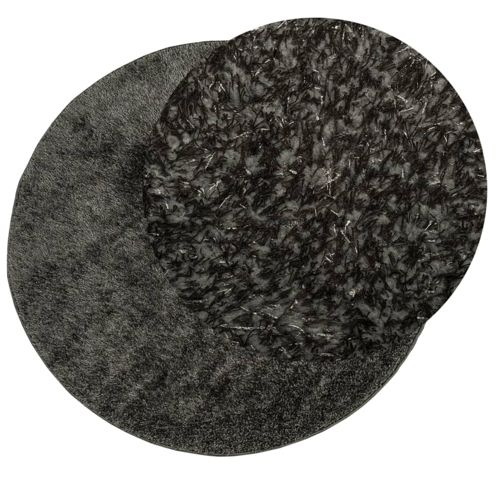 vidaXL Tapis à poils longs ISTAN Brillant Anthracite Ø 120 cm