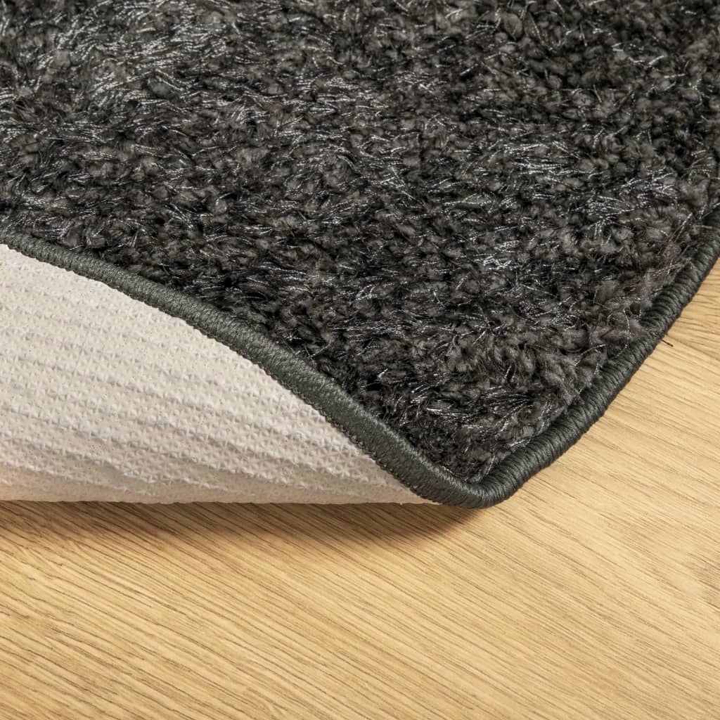 vidaXL Tapis à poils longs ISTAN Brillant Anthracite Ø 120 cm