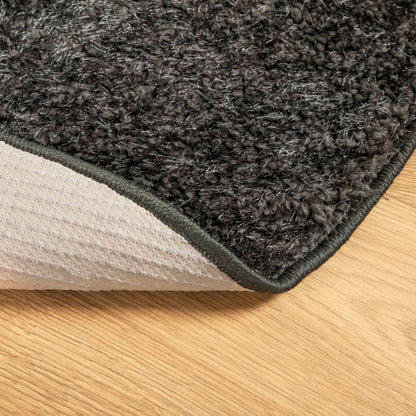 vidaXL Tapis à poils longs ISTAN Brillant Anthracite Ø 120 cm