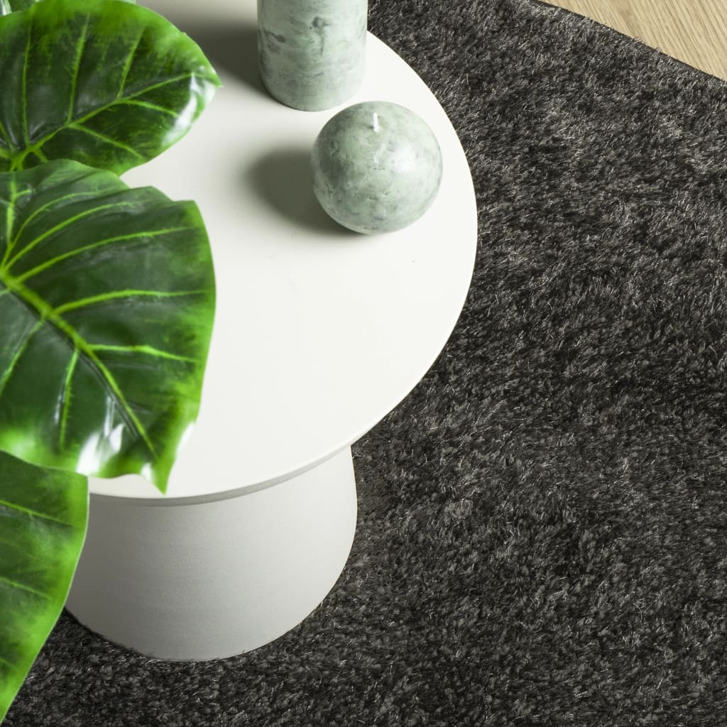 vidaXL Tapis à poils longs ISTAN Brillant Anthracite Ø 120 cm