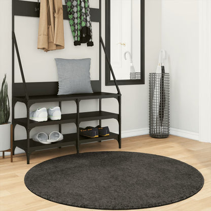 vidaXL Tapis à poils longs ISTAN Brillant Anthracite Ø 120 cm