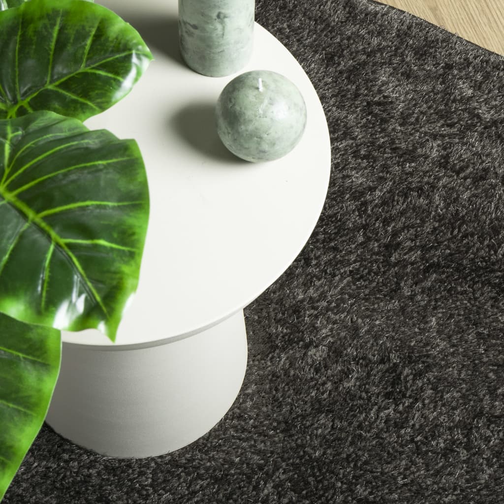 vidaXL Teppich ISTAN Hochflor Glänzend Anthrazit Ø 160 cm